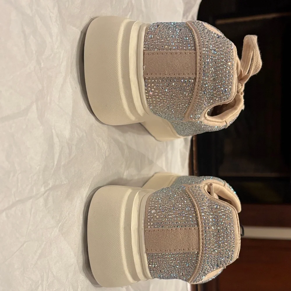 NYC Women's Sparkling Sneakers - Silver and Beige - Picture 6 of 6